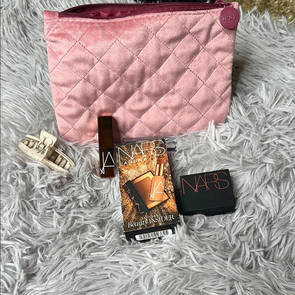 NARS Beauty Bundle & Ipsy Bag Pink Quilted NARS Bronzer x2 & Lip Balm Laguna SET
